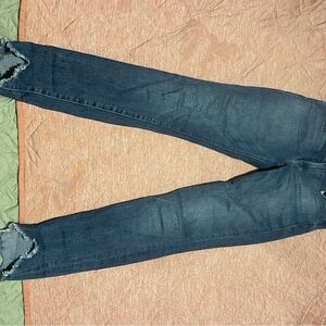 Frame Denim High Skinny Jeans - Dark Blue Denim